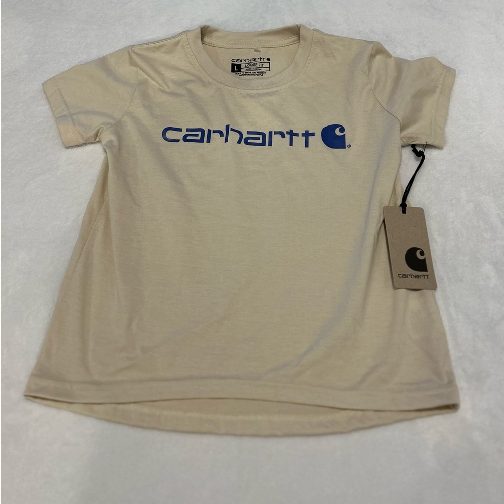 Carhartt Kids Tan Tee with Blue Logo